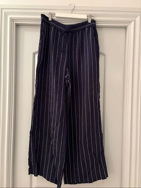 Anthropologie Maeve Navy Pinstripe Wide-Leg Lounge Pants